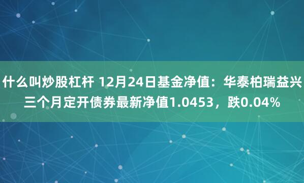 什么叫炒股杠杆 12月24日基金净值：华泰柏瑞益兴三个月定开债券最新净值1.0453，跌0.04%