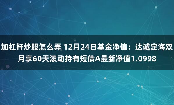 加杠杆炒股怎么弄 12月24日基金净值：达诚定海双月享60天滚动持有短债A最新净值1.0998