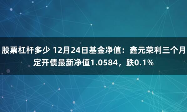 股票杠杆多少 12月24日基金净值：鑫元荣利三个月定开债最新净值1.0584，跌0.1%