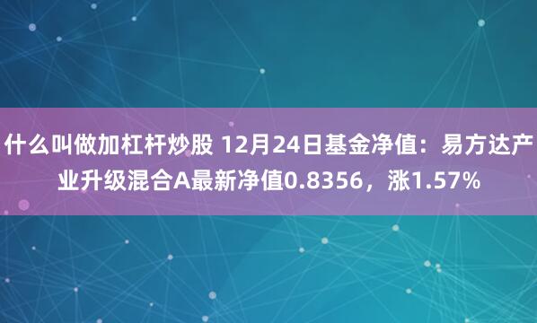 什么叫做加杠杆炒股 12月24日基金净值：易方达产业升级混合A最新净值0.8356，涨1.57%