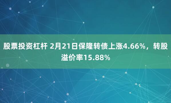 股票投资杠杆 2月21日保隆转债上涨4.66%，转股溢价率15.88%