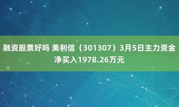 融资股票好吗 美利信（301307）3月5日主力资金净买入1978.26万元