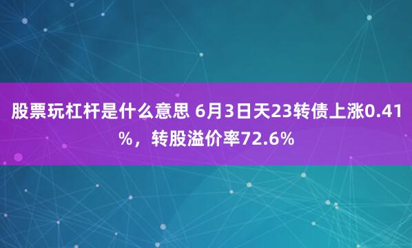 股票玩杠杆是什么意思 6月3日天23转债上涨0.41%，转股溢价率72.6%