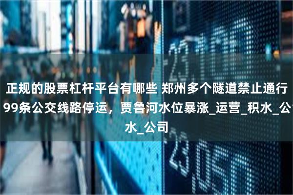 正规的股票杠杆平台有哪些 郑州多个隧道禁止通行！99条公交线路停运，贾鲁河水位暴涨_运营_积水_公司