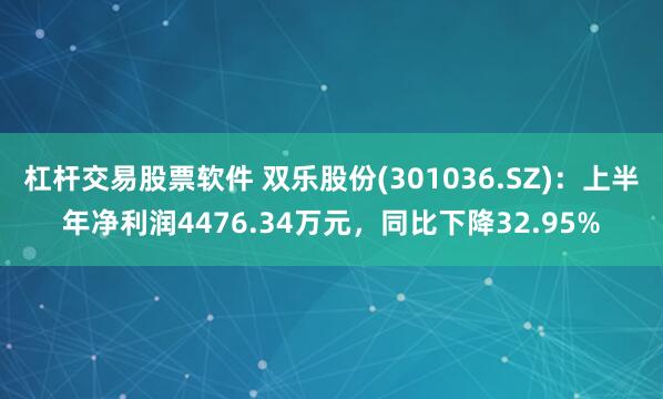 杠杆交易股票软件 双乐股份(301036.SZ)：上半年净利润4476.34万元，同比下降32.95%