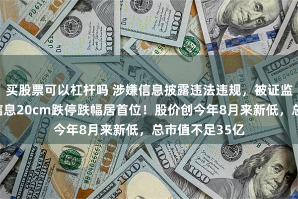 买股票可以杠杆吗 涉嫌信息披露违法违规，被证监会立案，科创信息20cm跌停跌幅居首位！股价创今年8月来新低，总市值不足35亿